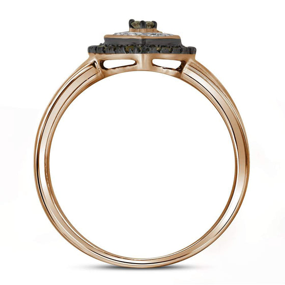 10k Rose Gold Womens Round Brown Diamond Heart Ring 1/4 Cttw