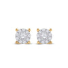 14k Yellow Gold Womens Round Diamond Cluster Earrings 1/2 Cttw