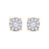 14k Yellow Gold Womens Round Diamond Halo Earrings 3/4 Cttw