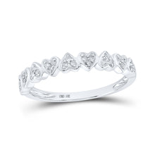  10k White Gold Womens Round Diamond Heart Ring 1/10 Cttw