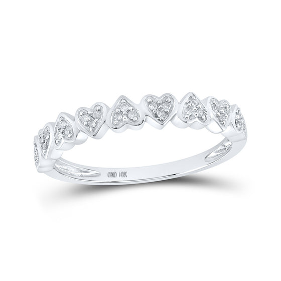 10k White Gold Womens Round Diamond Heart Ring 1/10 Cttw