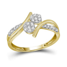  14k Yellow Gold Round Diamond Double Cluster Bridal Wedding Engagement Ring 1/3 Cttw