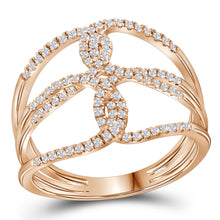  10k Rose Gold Womens Round Diamond Entwined Negative Space Fashion Ring 1/4 Cttw