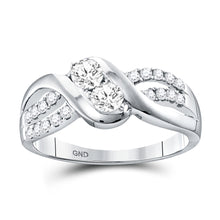  10k White Gold Round Diamond 2-stone Bridal Wedding Engagement Ring 5/8 Cttw
