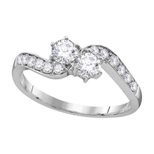  10k White Gold Round Diamond 2-stone Bridal Wedding Engagement Ring 5/8 Cttw