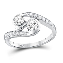  10k White Gold Round Diamond 2-stone Bridal Wedding Engagement Ring 5/8 Cttw