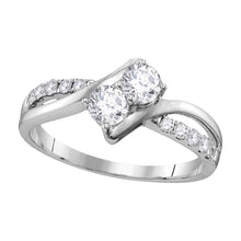  10k White Gold Round Diamond 2-stone Bridal Wedding Engagement Ring 5/8 Cttw