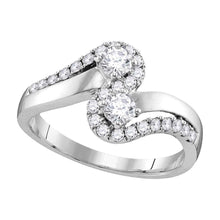  10k White Gold Round Diamond 2-stone Bridal Wedding Engagement Ring 3/4 Cttw