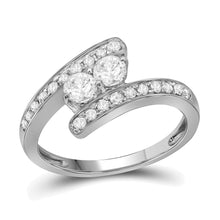  10k White Gold Round Diamond 2-stone Bridal Wedding Engagement Ring 3/4 Cttw