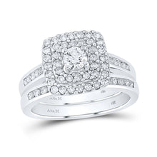  14k White Gold Round Diamond Bridal Wedding Ring Band Set 1 Cttw