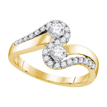  10k Yellow Gold Diamond 2-Stone Engagement Bridal Ring 3/4 Cttw