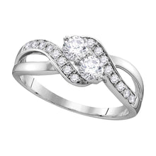  10k White Gold Round Diamond 2-stone Bridal Wedding Engagement Ring 5/8 Cttw