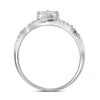 10k White Gold Round Diamond 2-Stone Bridal Wedding Ring Band Set 1/2 Cttw