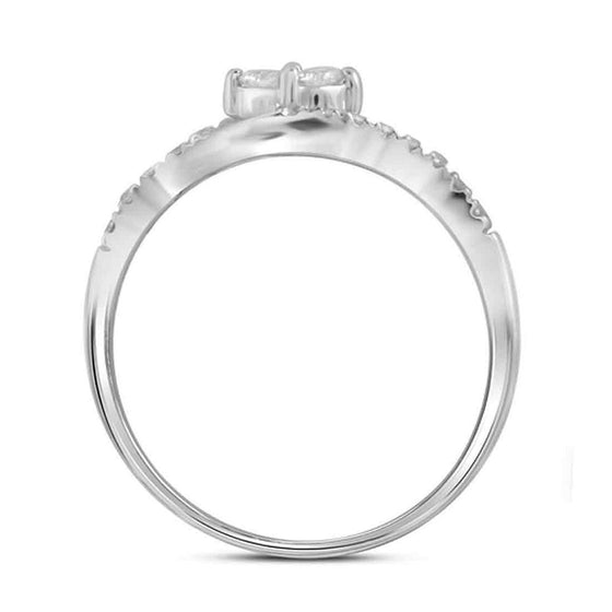 10k White Gold Round Diamond 2-Stone Bridal Wedding Ring Band Set 1/2 Cttw