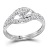 10k White Gold Round Diamond 2-Stone Bridal Wedding Ring Band Set 1/2 Cttw