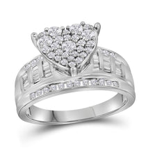  10k White Gold Round Diamond Heart Bridal Wedding Engagement Ring 1 Cttw