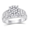 10k White Gold Round Diamond Cluster Bridal Wedding Engagement Ring 1 Cttw