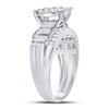 10k White Gold Round Diamond Cluster Bridal Wedding Engagement Ring 1 Cttw