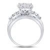 10k White Gold Round Diamond Cluster Bridal Wedding Engagement Ring 1 Cttw