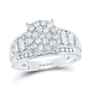 10k White Gold Round Diamond Cluster Bridal Wedding Engagement Ring 1 Cttw