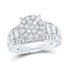  10k White Gold Round Diamond Cluster Bridal Wedding Engagement Ring 1 Cttw