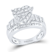  10k White Gold Round Diamond Heart Bridal Wedding Engagement Ring 1 Cttw