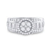 10k White Gold Round Diamond Cluster Bridal Wedding Engagement Ring 1 Cttw