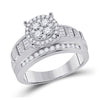 10k White Gold Round Diamond Cluster Bridal Wedding Engagement Ring 1 Cttw
