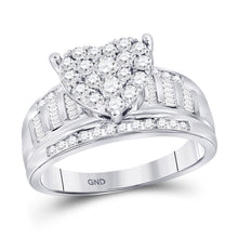  10k White Gold Round Diamond Heart Bridal Wedding Engagement Ring 1 Cttw