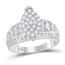  10k White Gold Round Diamond Cluster Bridal Wedding Engagement Ring 1 Cttw