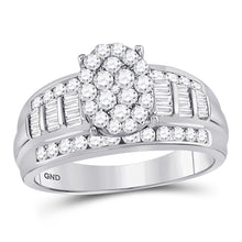  10k White Gold Diamond Oval Cluster Bridal Wedding Engagement Ring 1 Cttw