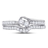 10k White Gold Round Diamond 2-stone Bridal Wedding Ring Band Set 1/2 Cttw