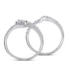 10k White Gold Round Diamond 2-stone Bridal Wedding Ring Band Set 1/2 Cttw