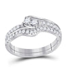 10k White Gold Round Diamond 2-stone Bridal Wedding Ring Band Set 1/2 Cttw