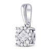 14k White Gold Womens Princess Diamond Cluster Pendant 1/6 Cttw