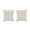 14k Yellow Gold Womens Princess Diamond Square Earrings 3/4 Cttw