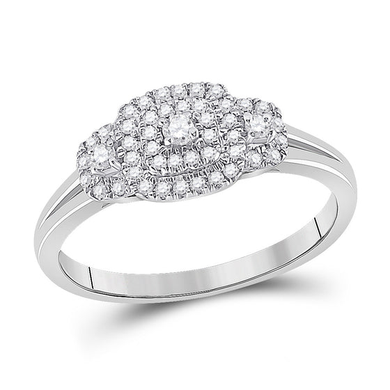 10k White Gold Round Diamond Halo Bridal Wedding Engagement Ring 1/4 Cttw