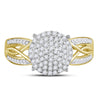 10k Yellow Gold Womens Round Diamond Circle Cluster Ring 3/8 Cttw