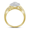 10k Yellow Gold Womens Round Diamond Circle Cluster Ring 3/8 Cttw