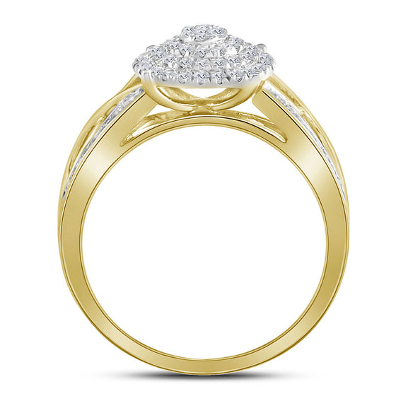 10k Yellow Gold Womens Round Diamond Circle Cluster Ring 3/8 Cttw