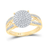 10k Yellow Gold Womens Round Diamond Circle Cluster Ring 3/8 Cttw