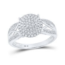  10k White Gold Womens Round Diamond Circle Cluster Ring 3/8 Cttw