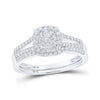 10k White Gold Round Diamond Bridal Wedding Ring Band Set 1/2 Cttw