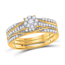 10k Yellow Gold Round Diamond 3-Piece Bridal Wedding Ring Band Set 1/2 Cttw