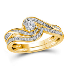  10k Yellow Gold Round Diamond Bridal Wedding Ring Band Set 1/3 Cttw