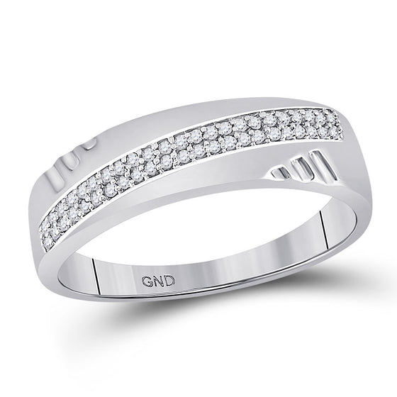 10k White Gold His Hers Round Diamond Cluster Matching Wedding Set 1/3 Cttw