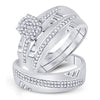 10k White Gold His Hers Round Diamond Cluster Matching Wedding Set 1/3 Cttw