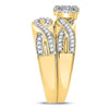 10k Yellow Gold His Hers Round Diamond Cluster Matching Wedding Set 3/8 Cttw