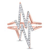 10k Rose Gold Womens Round Diamond Double Heartbeat Ring 1/5 Cttw