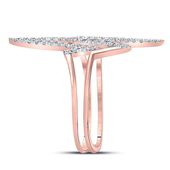10k Rose Gold Womens Round Diamond Double Heartbeat Ring 1/5 Cttw